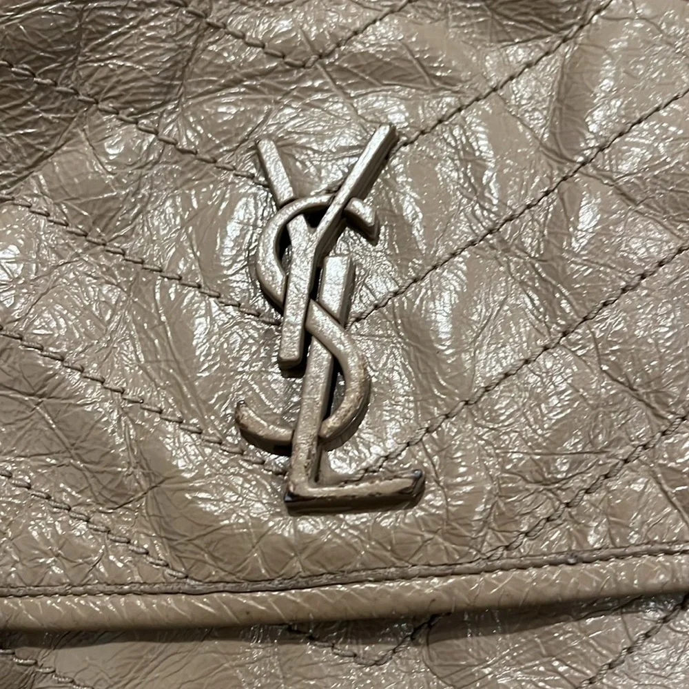 YSL Saint Laurent NIKI Medium Chain Flap Bag Matelasse Neutral Leather Handbag - Picture 11 of 16